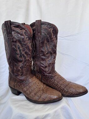 Dan Post Birmingham Caiman Flank Brown Cowboy Boots Size US 9.5 D